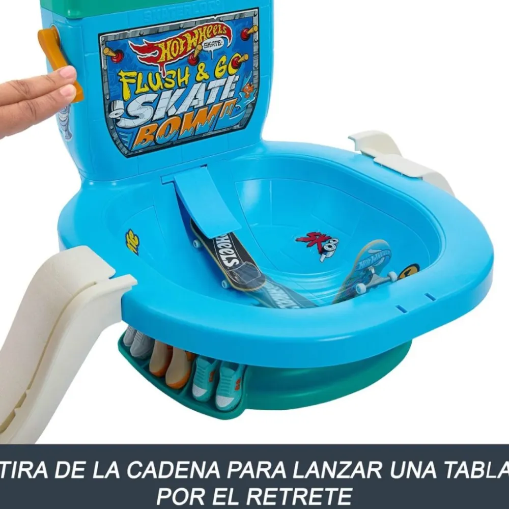 Best Hot Wheels Skate Flush & Go Skate Bowl - Pista de patinaje acción en cadena