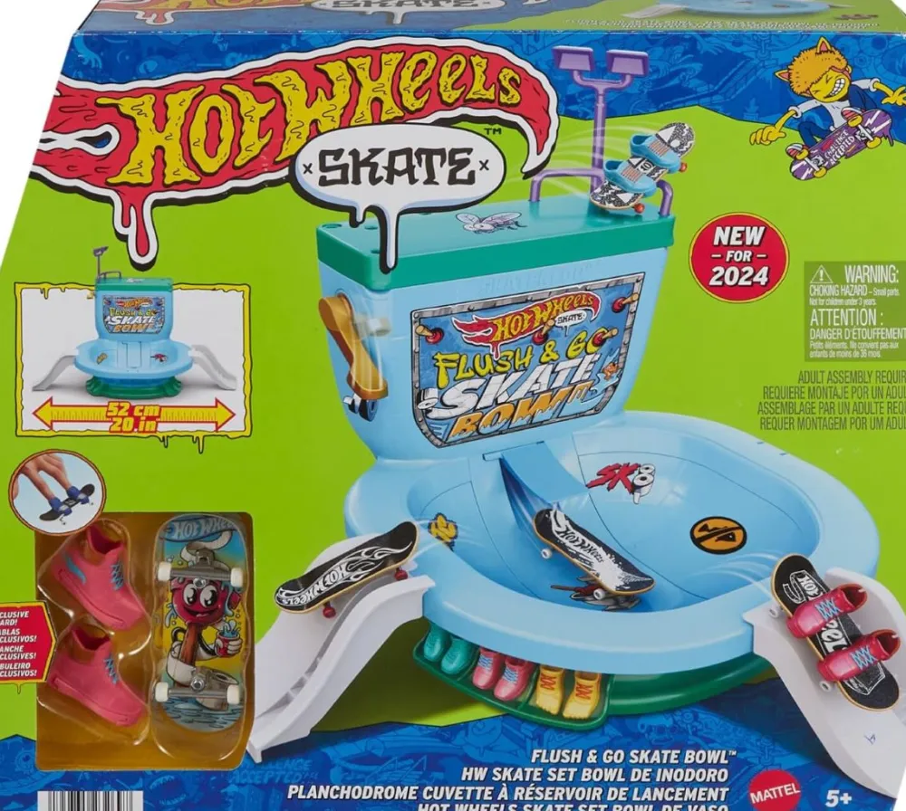 Best Hot Wheels Skate Flush & Go Skate Bowl - Pista de patinaje acción en cadena