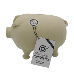 Hucha cerdito de barro rambleño