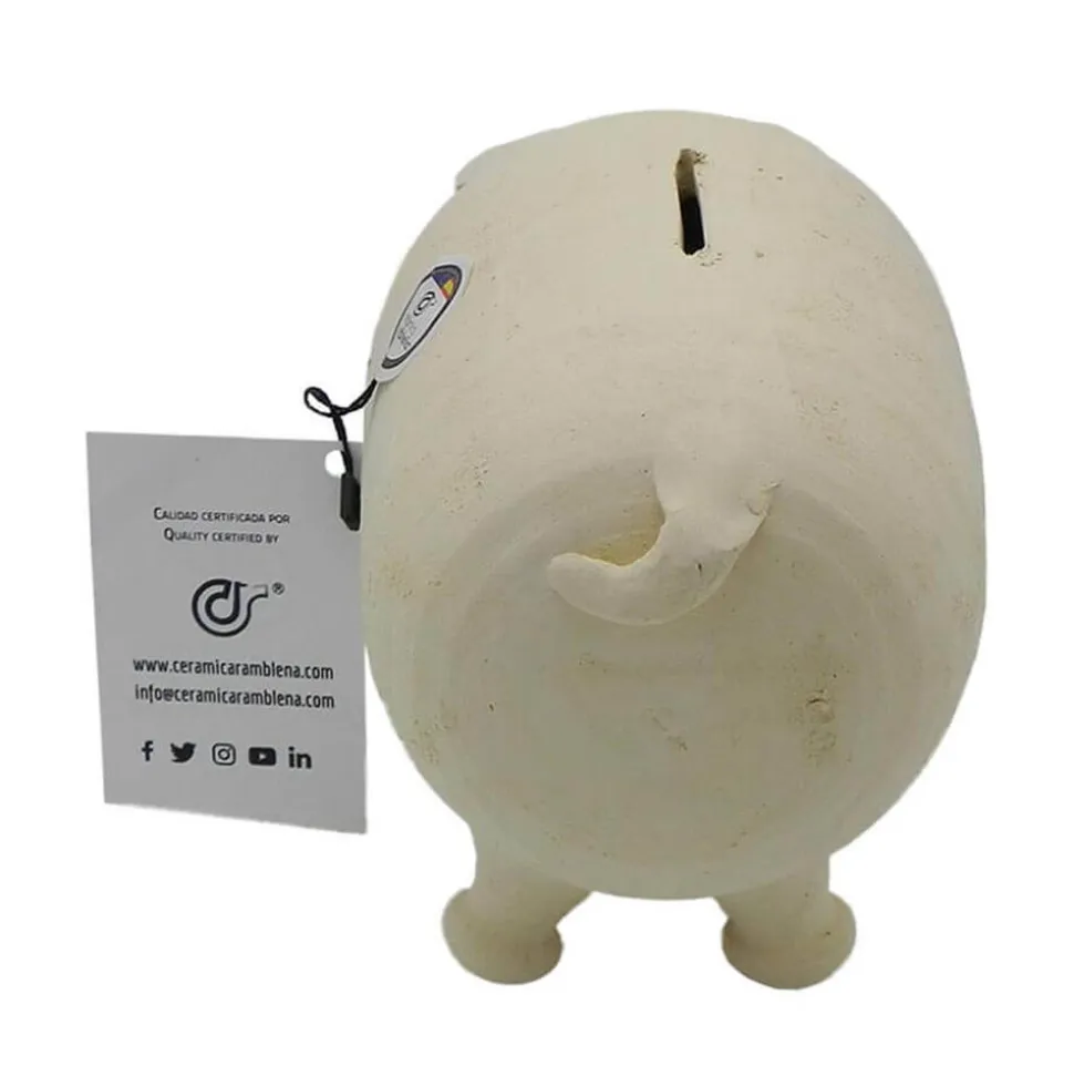 Hucha cerdito de barro rambleño
