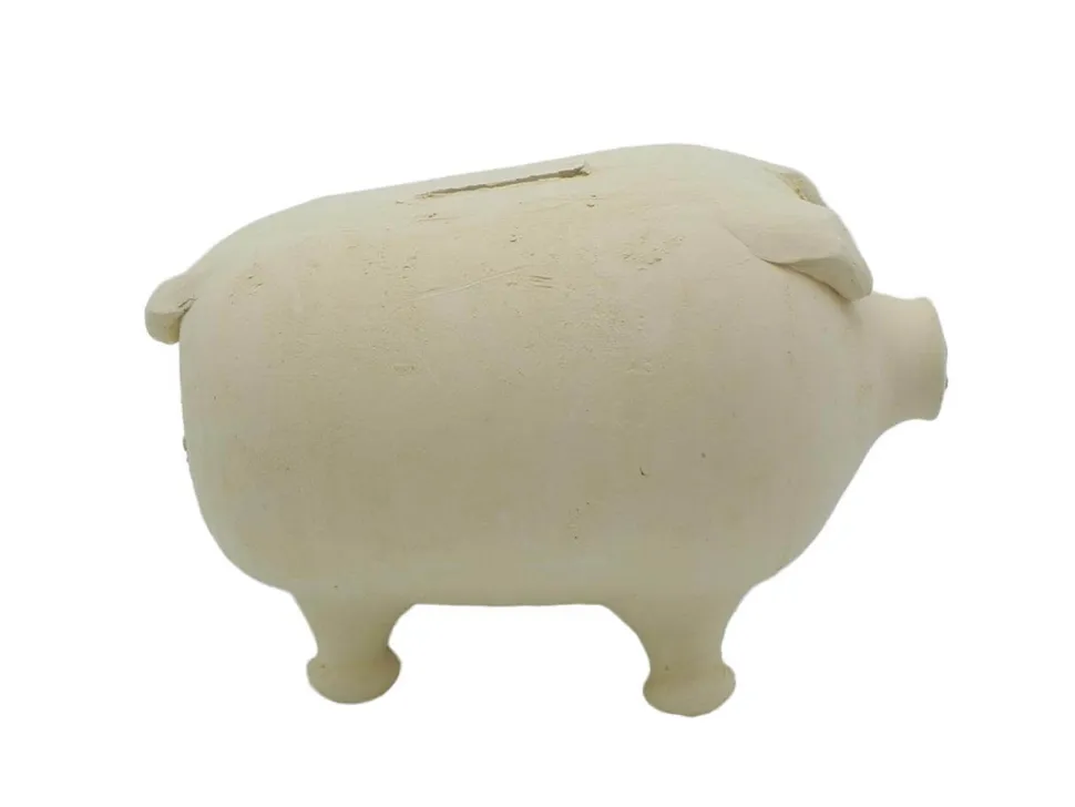 Hucha cerdito de barro rambleño