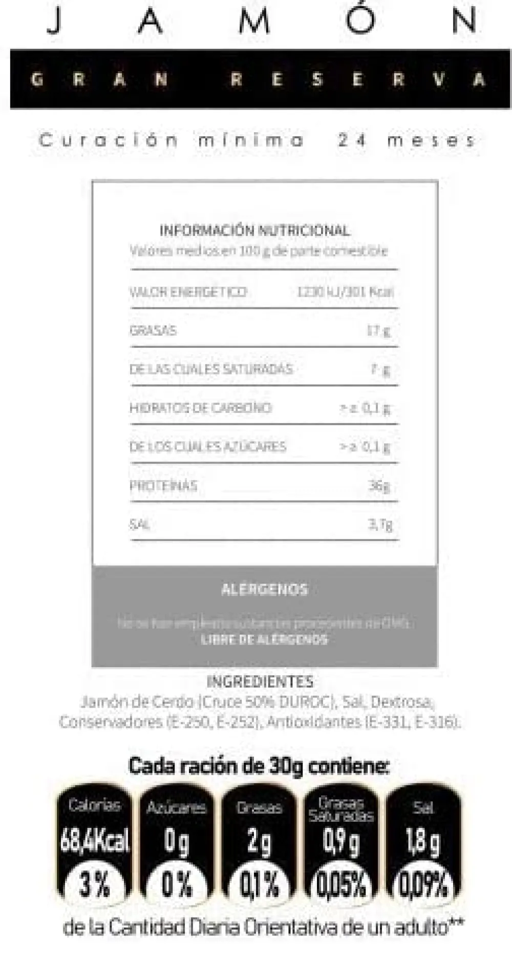 Clearance Ibéricos a Domicilio Gourmet Jamón Gran Reserva Sierra Mágina ¨QUEJARA¨ 8 a 9 Kg