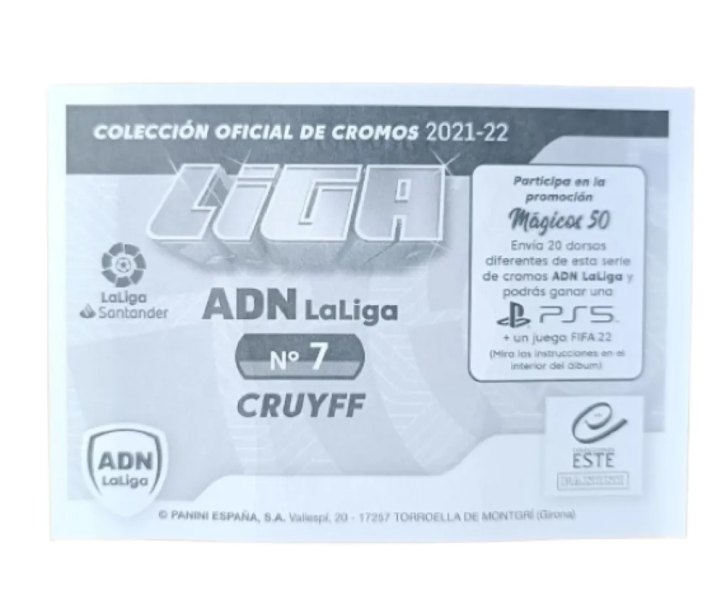 Clearance PANINI Johan Cruyff Cromo ADN La Liga Este 2021-22