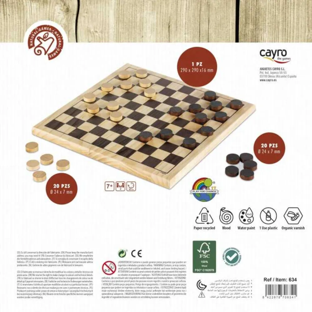 New Cayro Juego de Mesa Damas en Madera 10 x 10