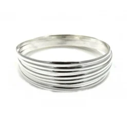 Juego De Pulseras Media Caña Semanario De Plata De Ley 3Mm Y 70Mm Diámetro (Talla L)