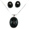 Juego Para Mujer Pendientes Y Gargantilla De Plata Y Onix