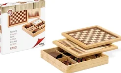 New Cayro 3 juegos de madera. Ajedrez, damas y backgammon