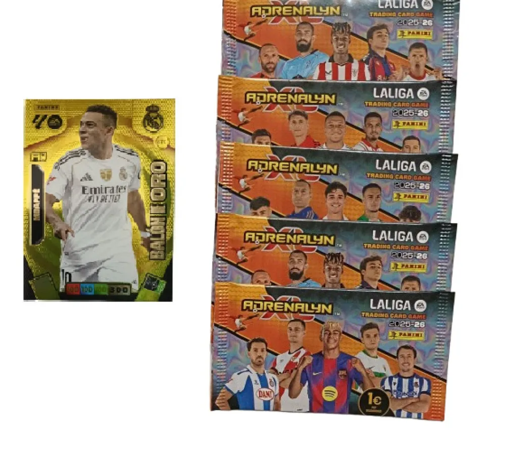 Best PANINI Kylian Mbappé Balón de Oro + 5 sobres normales Adrenalyn XL 2025 2026 Carta Colección