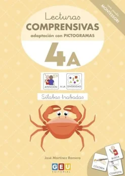 Lecturas comprensivas 4A con pauta Montessori. Adaptación con pictogramas. Sílabas trabadas