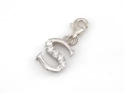 Letra S Colgante Tipo Charms De Plata De Ley Con Circonitas