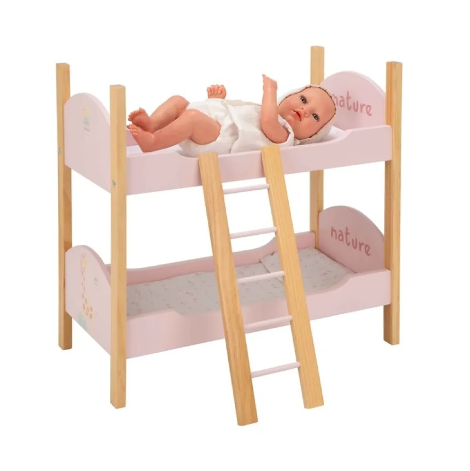 Litera Muñecas de Madera Nature rosa con escalera de Arias