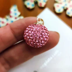 Llamador De Angel En Plata Y Cristal Rosa 18 Mm.