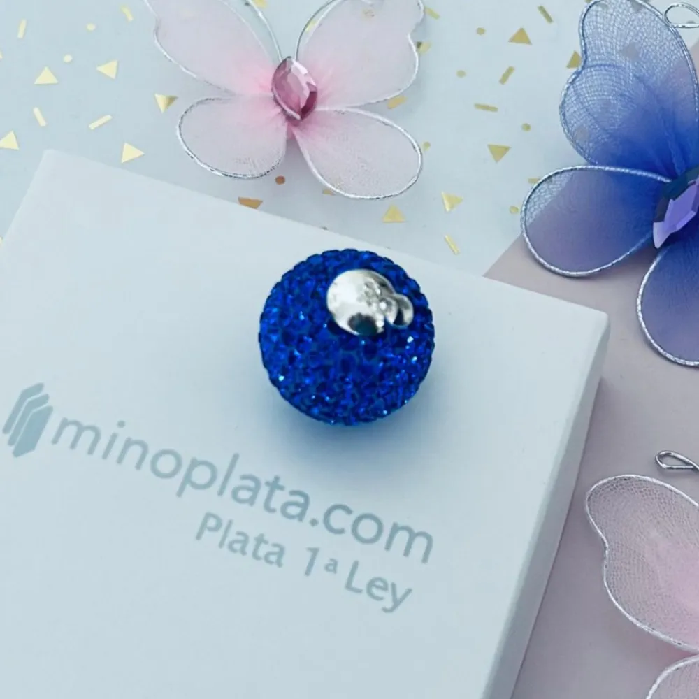 Outlet Llamador De Angel Plata Con Cristales Azules 20 Mm.