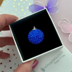 Outlet Llamador De Angel Plata Con Cristales Azules 20 Mm.