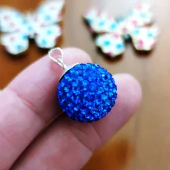 Llamador De Angel Plata Y Cristal Azul 16 Mm.