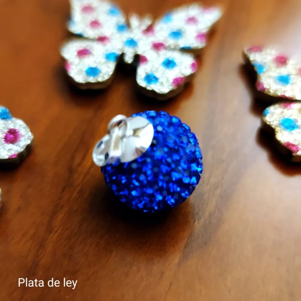 Llamador De Angel Plata Y Cristal Azul 16 Mm.