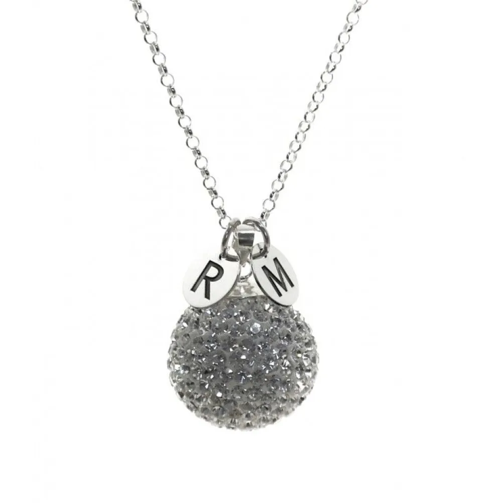 Clearance Llamador De Ángeles 20 Mm. Blanco Personalizado Iniciales Plata