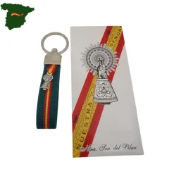 Llavero elástico verde España y cinta de la virgen del Pilar