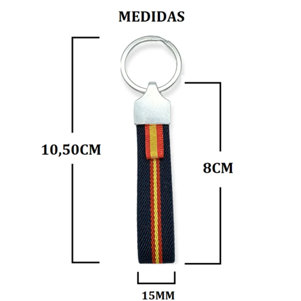Llavero elástico verde oliva España y cinta de la virgen del Pilar