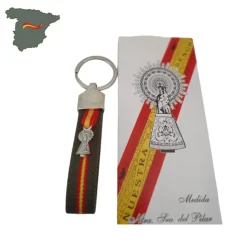 Llavero elástico verde oliva España y cinta de la virgen del Pilar