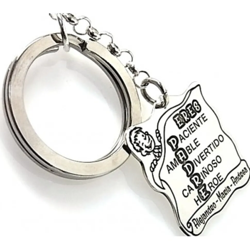 Llavero Padre Personalizado De Plata