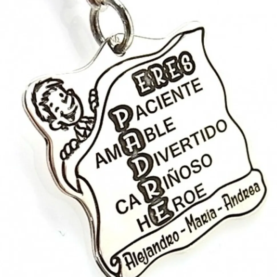 Llavero Padre Personalizado De Plata