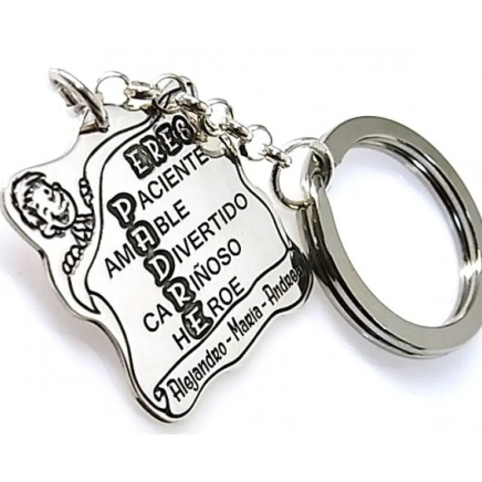 Llavero Padre Personalizado De Plata