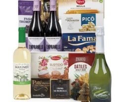 Lote 3: Cesta de Navidad Generosa con Sabores Ibéricos y Vinos Premium