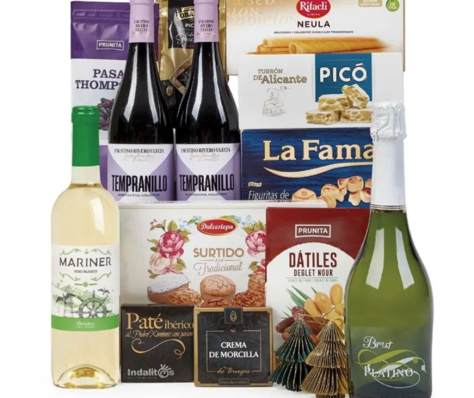 Lote 3: Cesta de Navidad Generosa con Sabores Ibéricos y Vinos Premium