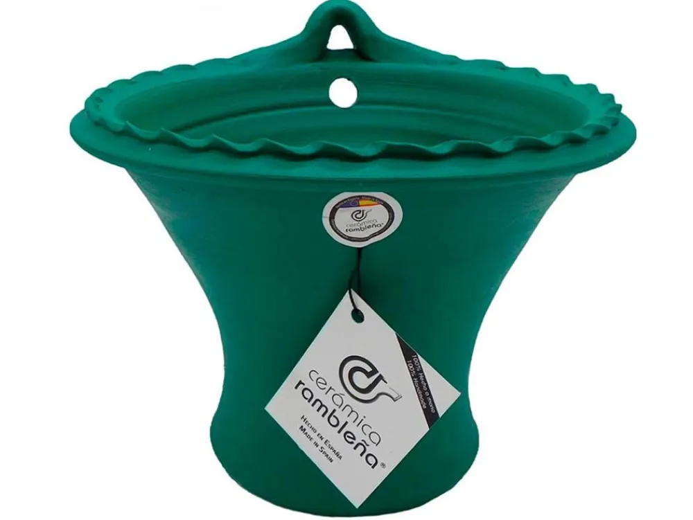 New Cerámica Rambleña Maceta pared - 25x22x23 cm - Patios de Córdoba Verde
