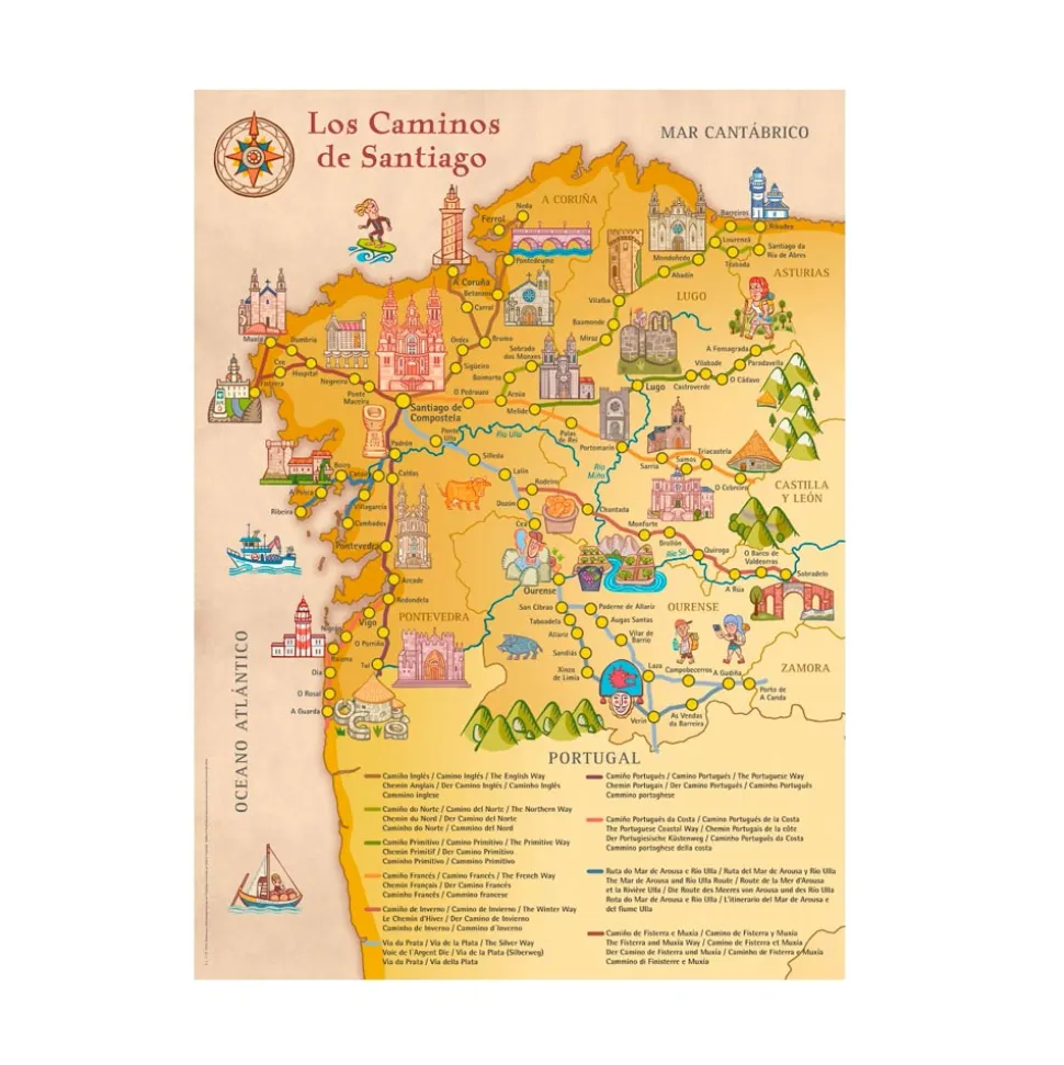 Mapa Galicia Caminos de Santiago