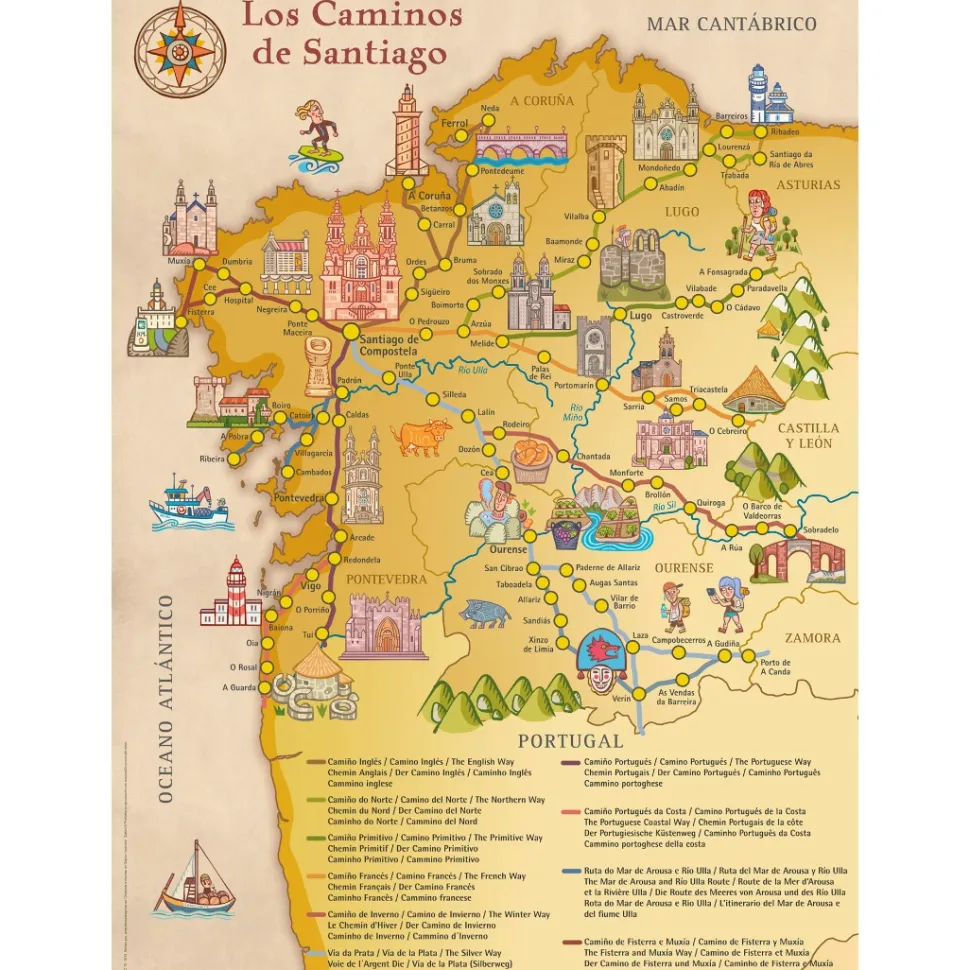 Mapa Galicia Caminos de Santiago