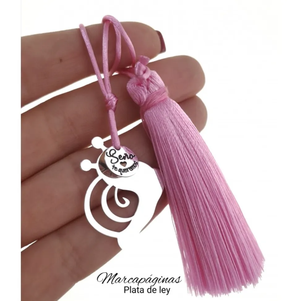 Marcapáginas Caracol De Plata De Ley Mensaje Seño Te Queremos