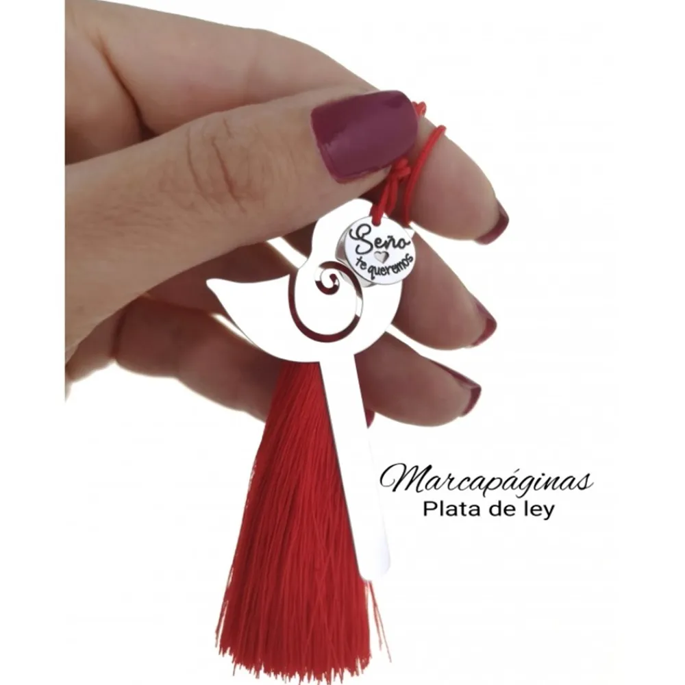 Hot Marcapáginas Seño Pájaro De Plata De Ley Con Pompón