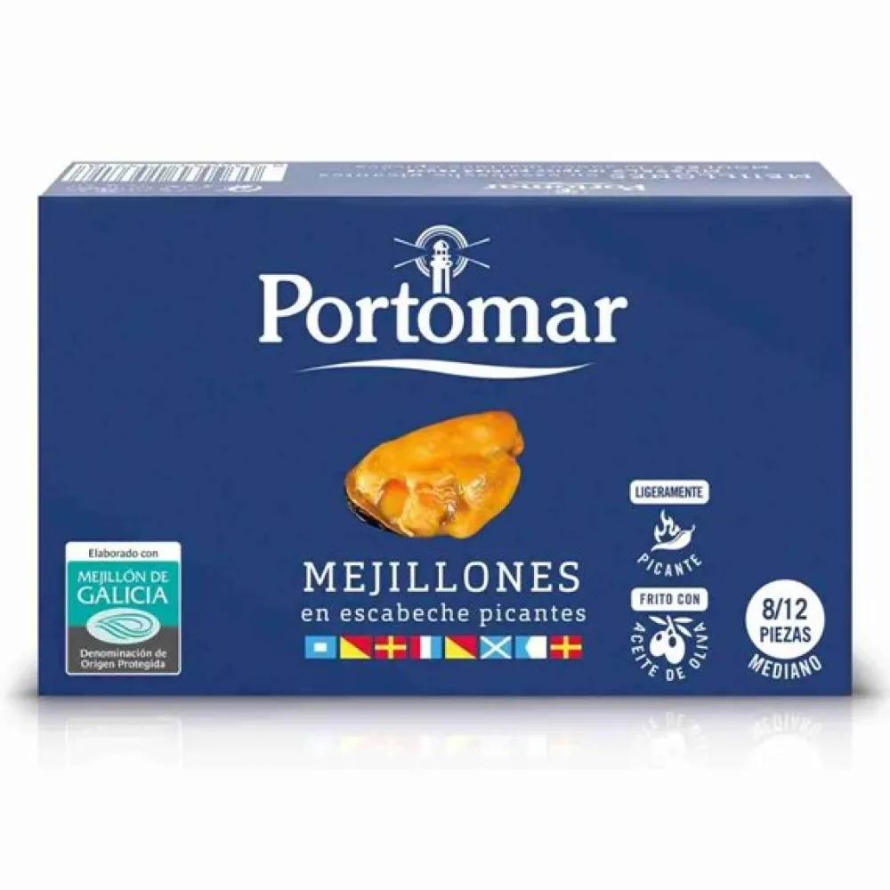 Online Portomar MEJILLON 8-12 PICANTE FRITOS OLIVA DOP RIAS GALL RR-120 C/25