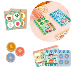 Memo Loto de madera. Let´ s go shopping. Juego de Memoria