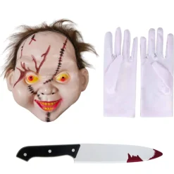 Online Kebedo Moda Máscara de Chucky con Cuchillo Sangriento Falso y Guantes - Talla Única