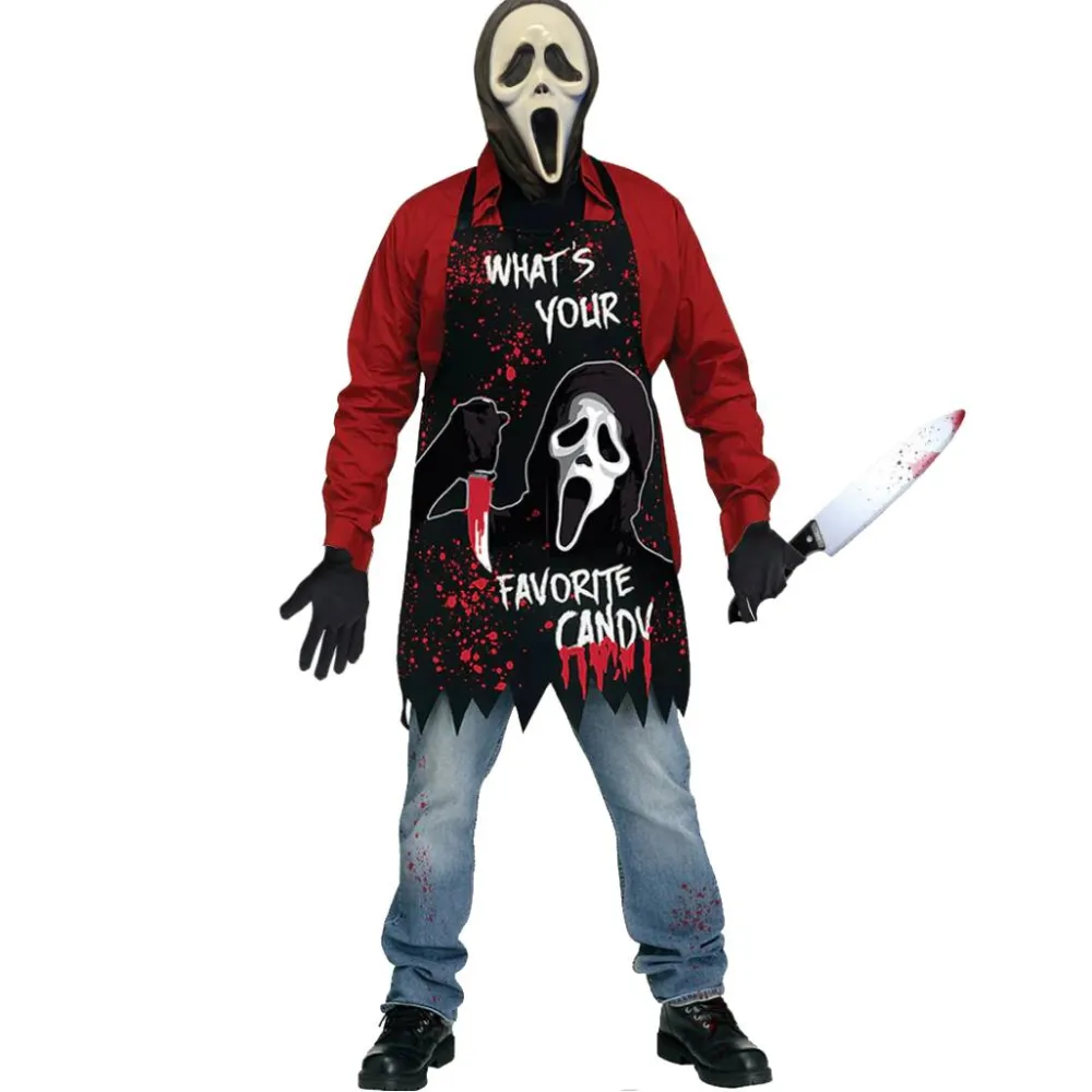 Hot Kebedo Moda Máscara Scream Scary Movie - Delantal, Guantes y Cuchillo Falso sangriento para Adulto