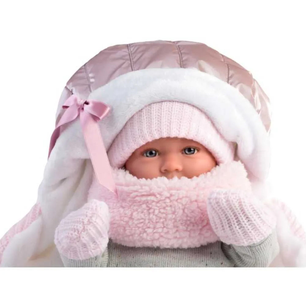 Hot Llorens Muñeca Bebé Mimi Llorona Capazo Portabebé
