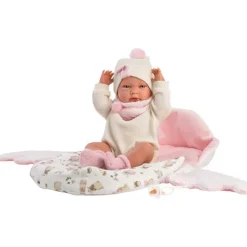 Muñeca Bebé Nica con Saquito rosa Newborn - Cuerpo de Vinyl