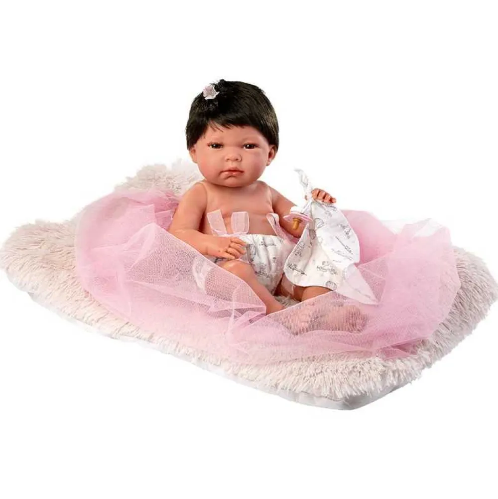 Best Llorens Muñeca Bebé Recién Nacida Nica con Pelo y Cojín Newborn - Cuerpo de Vinyl