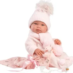 Muñeca Bebé recién Nacida Tina Toquilla Bambi Rosa Newborn - cuerpo de Vinyl