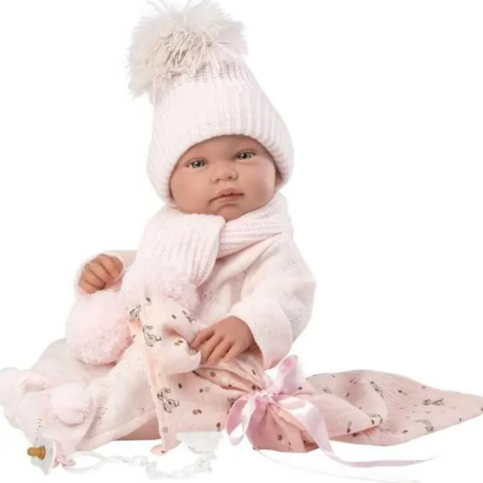 Muñeca Bebé recién Nacida Tina Toquilla Bambi Rosa Newborn - cuerpo de Vinyl