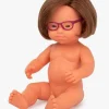 Hot Miniland Muñeca caucásica Síndrome de Down con gafas (38cm)