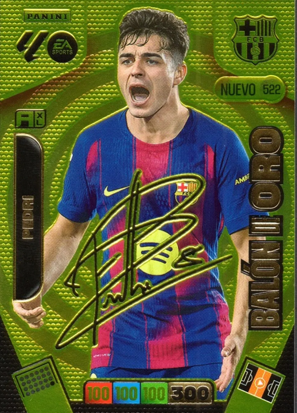Nuevo Balón de Oro 522 Pedri firma impresa 2025-26 Cromo Panini Adrenalyn XL La Liga 25/26 2ª Edición