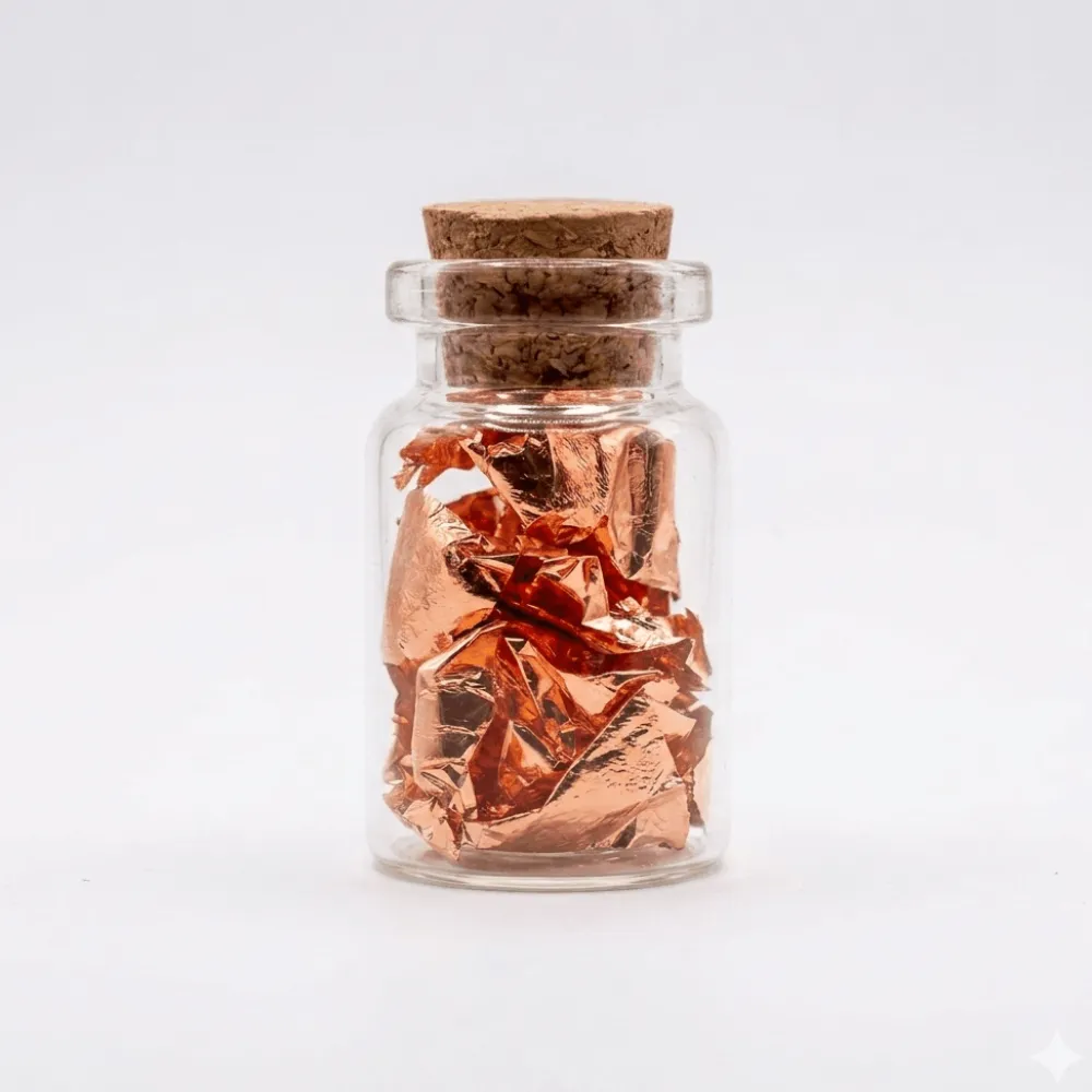 Discount Mineralogística Oro, Plata y Cobre laminados en botellita