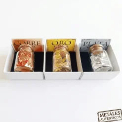 Discount Mineralogística Oro, Plata y Cobre laminados en botellita