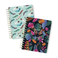 Pack 2 cuadernos solidarios de bolsillo con motivos de hojas | Fundación Prodis