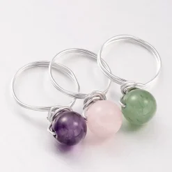 Outlet Creatulote Pack de 3 anillos con minerales rígidos 19 mm diámetro