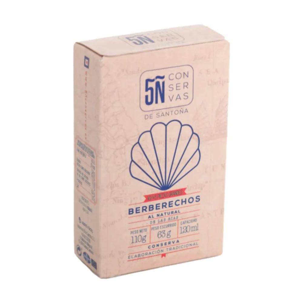 Sale Conservas 5Ñ de Santoña Pack de 10 latas de berberechos al natural 120 ml